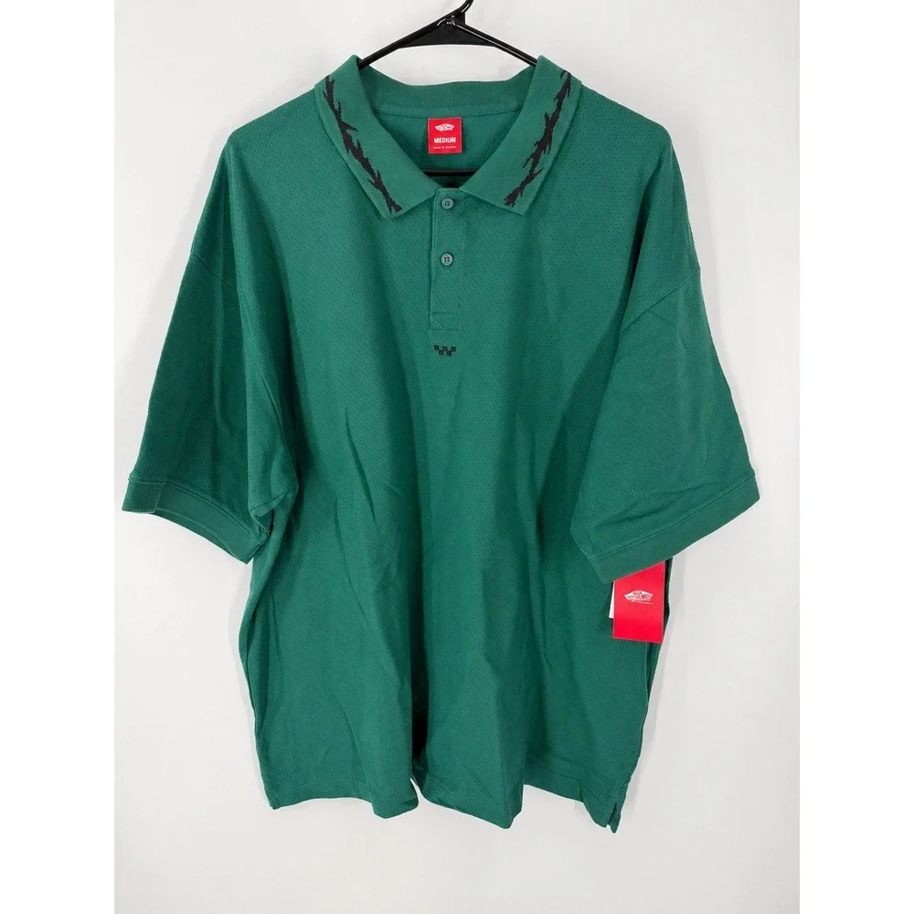 Vans Skate Mesh Polo Shirt Men Skateboarding Breathability Loose Fit Size Medium